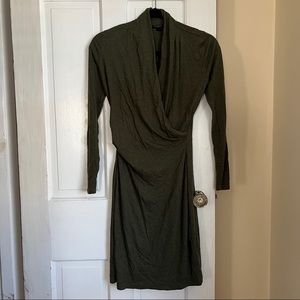Ann Taylor 0P olive green faux wrap dress